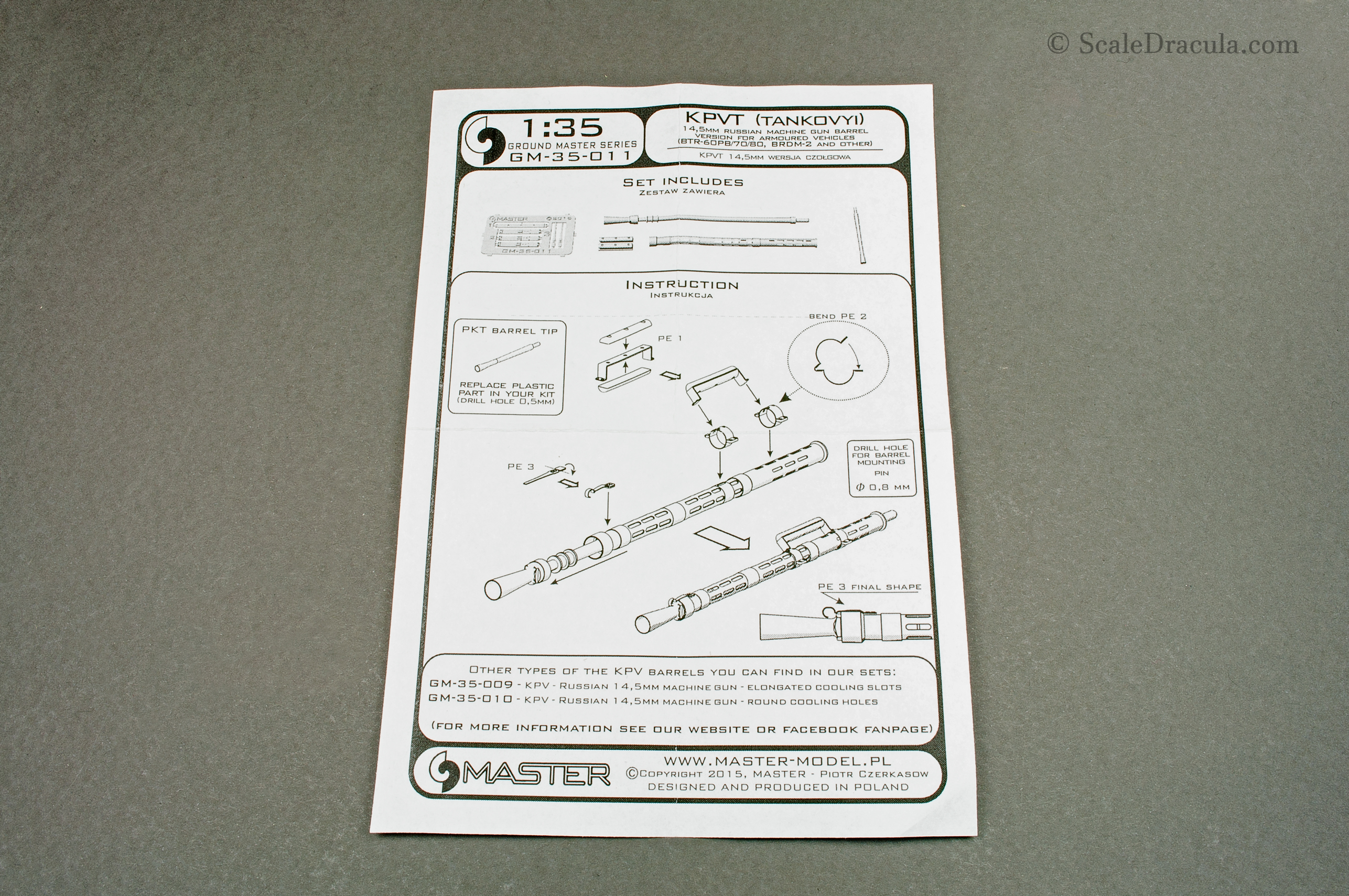 Instruction for the MASTER KPVT gun, BRDM-2 by Trumpeter