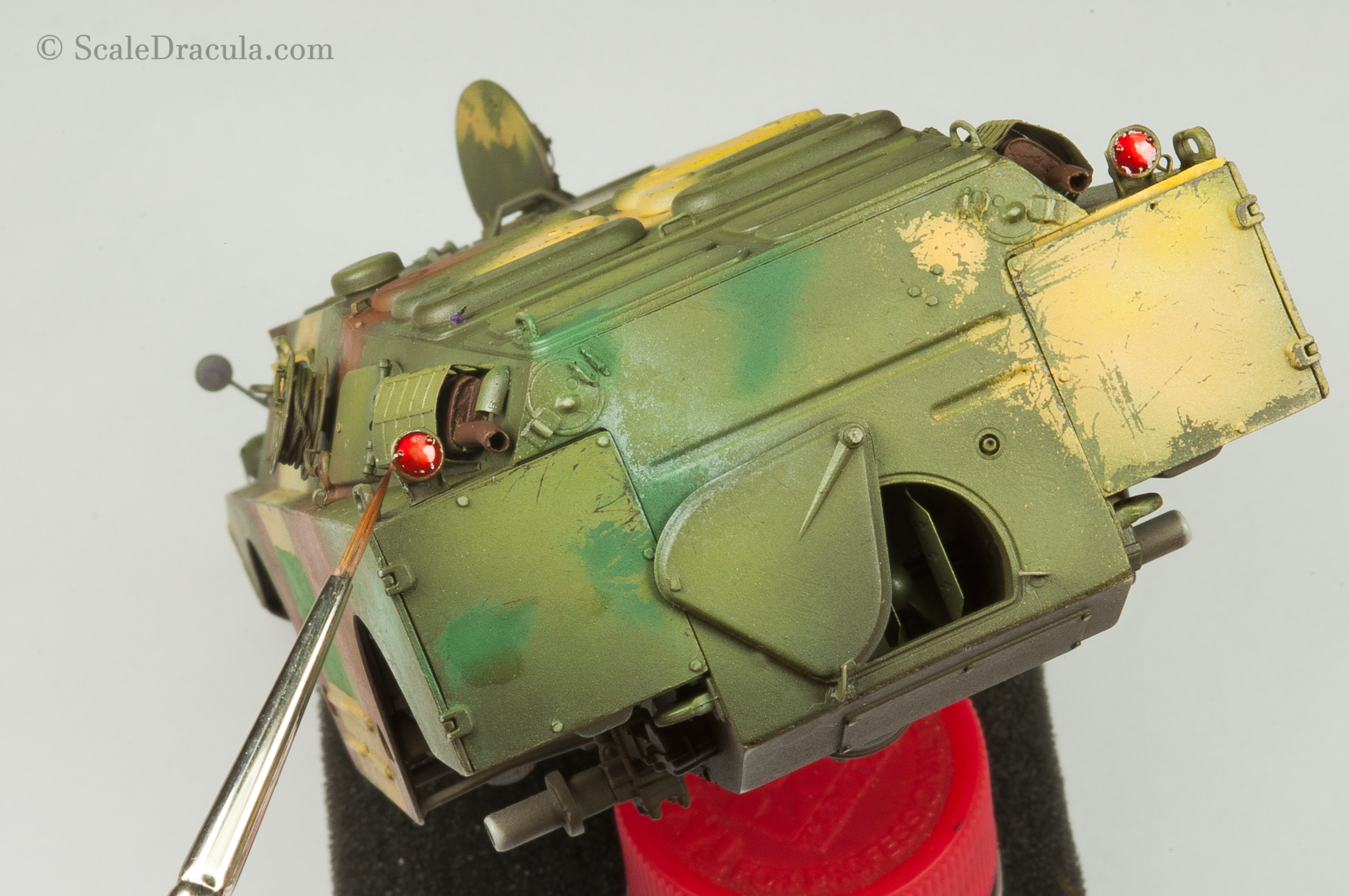 Painting rear lights with Tamiya clear red, BRDM-2 by Trumpeter